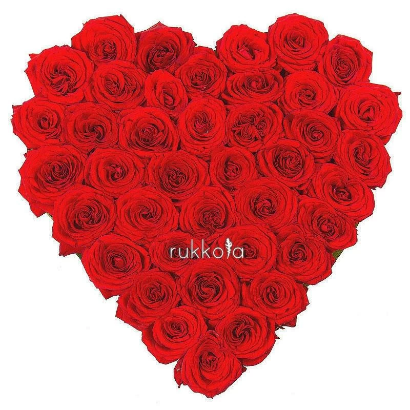 45 красных роз в виде сердца